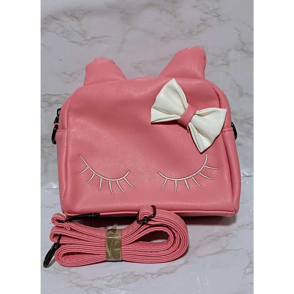 Pink Kawaii Kitty Cat Bag - Mini Crossbody w/ Bow Adjustable Strap